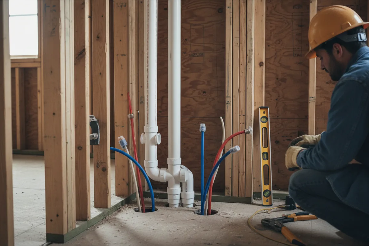 Drain and supply rough-in during Leak Detection in Cade